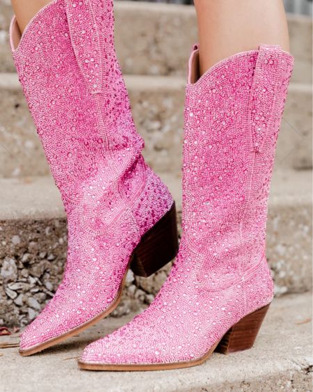 THE cutest pink cowgirl boots with Taylor swift vibes! Love the rhinestones. Obsessed! Perfect for Nashville or a country concert 

#LTKshoecrush #LTKstyletip #LTKparties