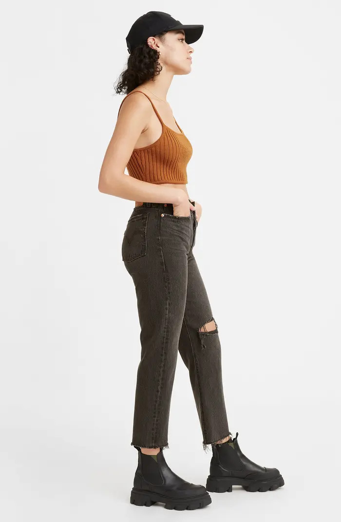 Levi's® Wedgie Ripped High Waist Crop Straight Leg Jeans | Nordstrom | Nordstrom