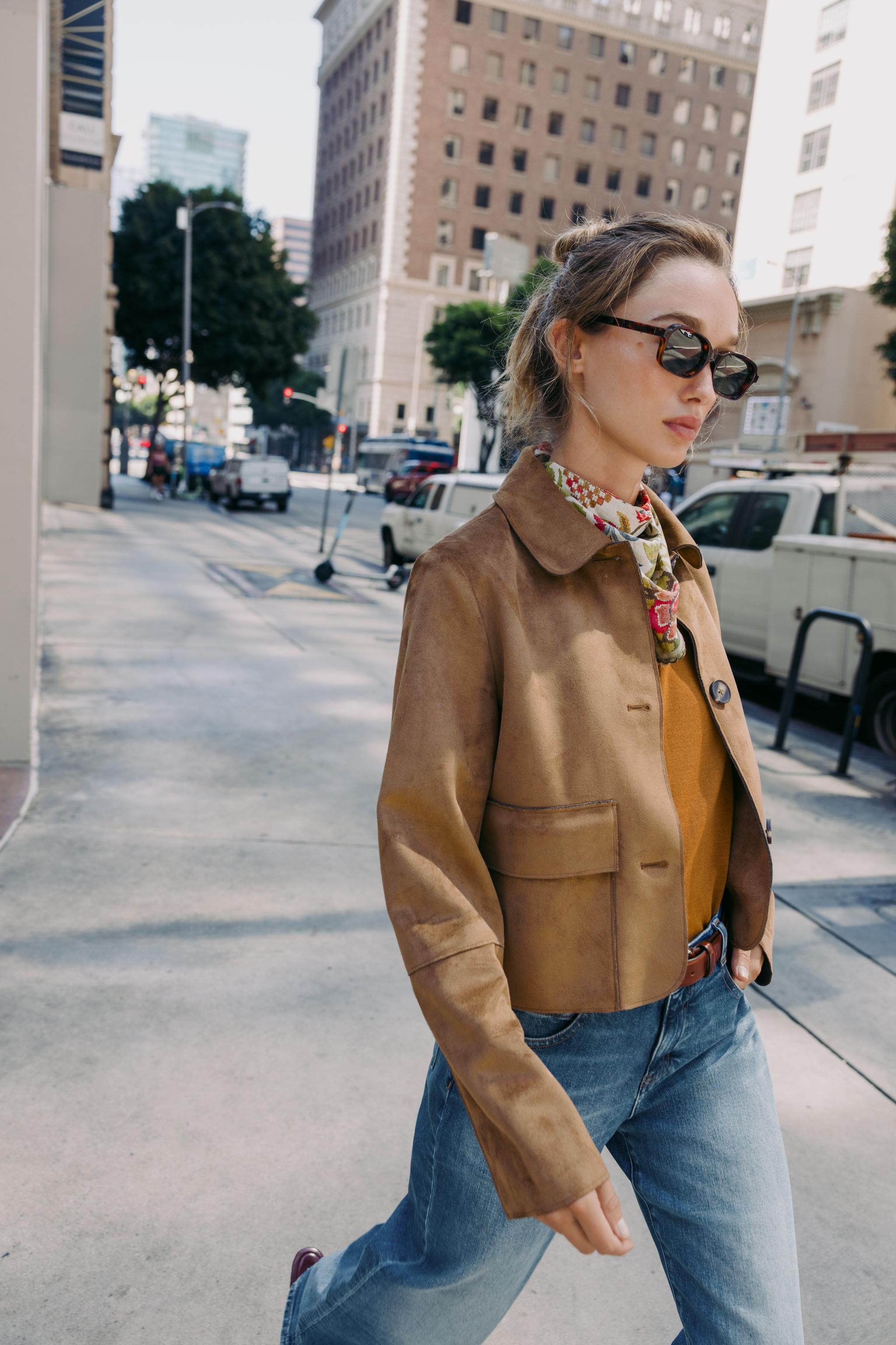 FAUX SUEDE CROPPED JACKET | Zara UK