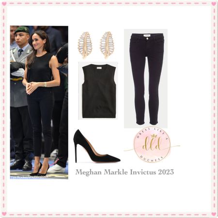 Meghan Markle in JCrew and Le frame jeans Invictus 2023 