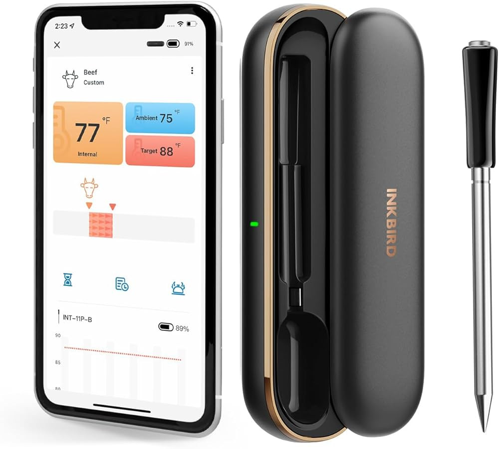 INKBIRD Wireless Meat Thermometer INT-11P-B, Bluetooth Meat Thermometer for Grilling and Smoking,... | Amazon (US)