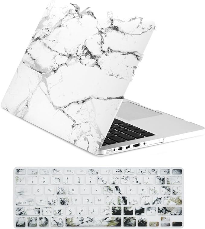 TOP CASE - 2 in 1 Signature Bundle White Marble Rubberized Hard Case and Keyboard Cover Compatibl... | Amazon (US)