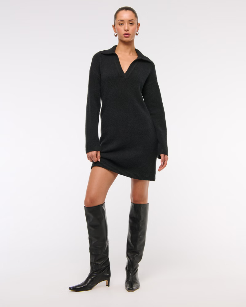 Long-Sleeve Collared Mini Sweater Dress | Abercrombie & Fitch (US)