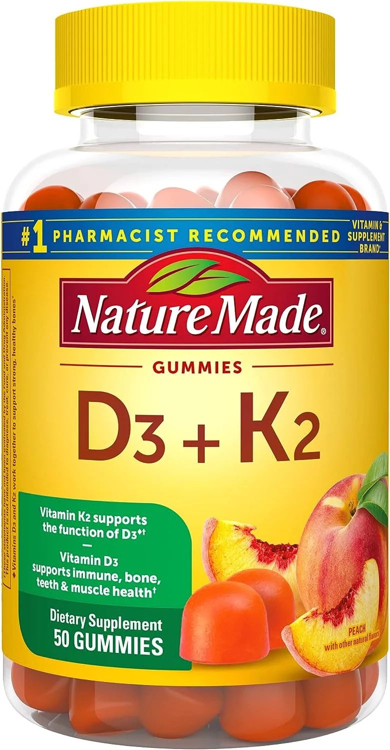 Nature Made Vitamin D3 + K2 Gummies - Peach 50 Gummies | Walmart (US)
