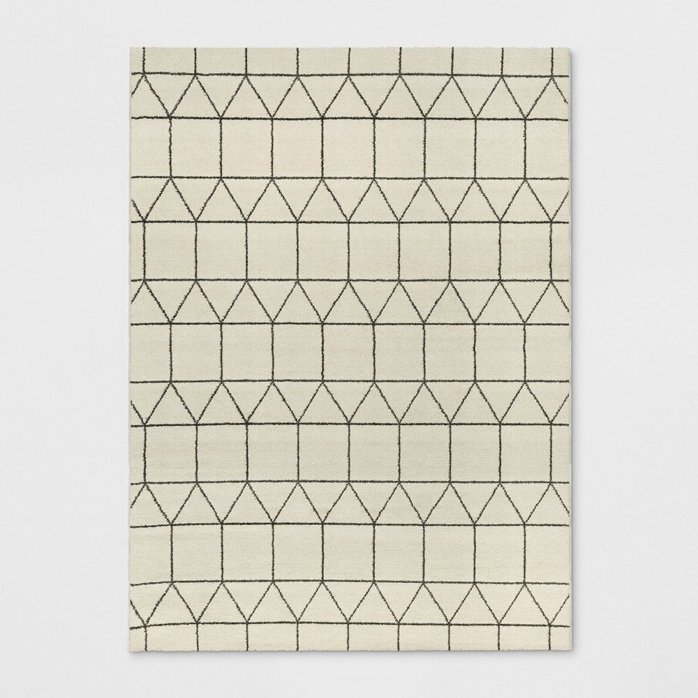9'2""X12' Elle Linear Grid Woven Area Rug Cream - Project 62 | Target