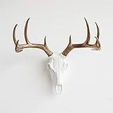 Near and Deer BS0109 Faux Taxidermy Deer Skull Wall Mount, White/Bronze | Amazon (US)