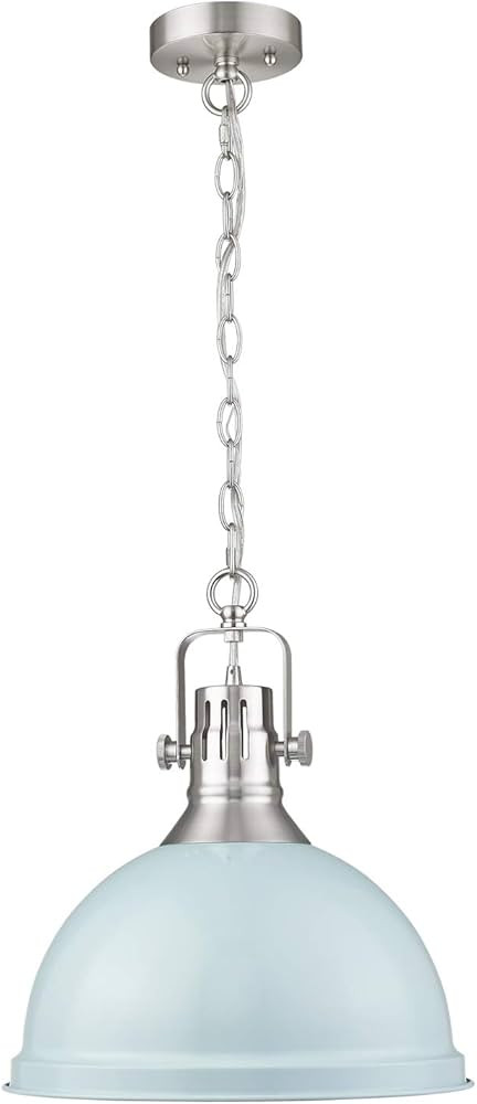 Emliviar 1-Light Large Pendant Light, 14 Inch Industrial Hanging Light, Blue and Brushed Nickel F... | Amazon (US)