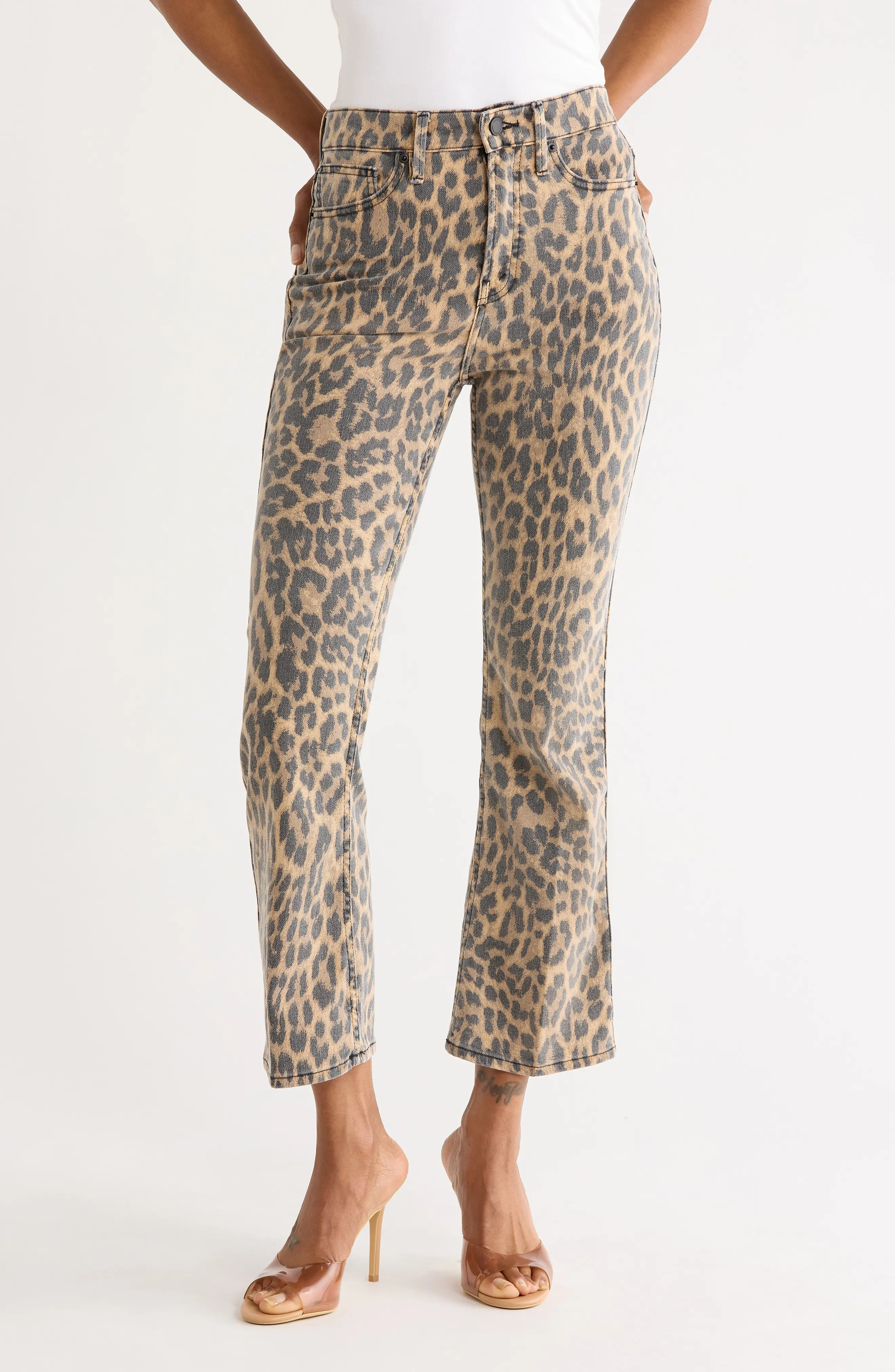 Good American Good Kick Flare Leopard Print Jeans (Women) | Nordstromrack | Nordstrom Rack