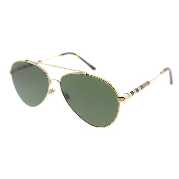 Burberry Aviator BE 3092Q 114571 Unisex Light Gold Frame Green Lens Sunglasses | Bed Bath & Beyond