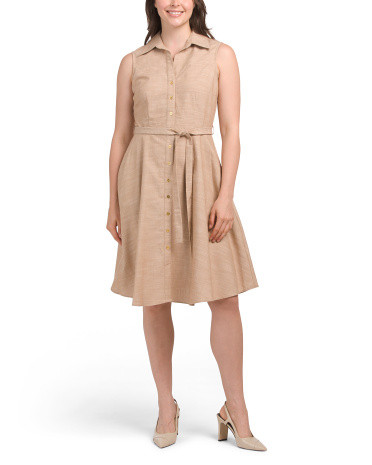 Button Down Faux Linen Shirt Dress | TJ Maxx