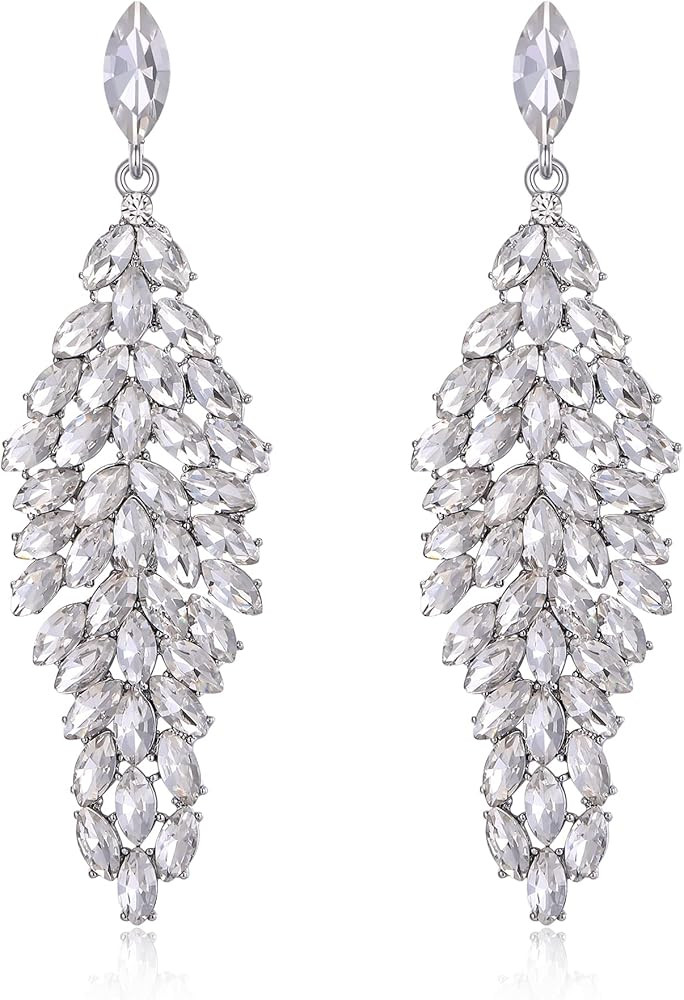 EVER FAITH Austrian Crystal Stunning Bridal Wedding Teardrop Pierced Dangle Earrings for Women | Amazon (US)