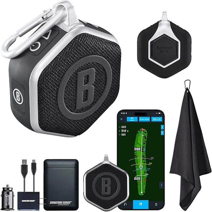 Bushnell Golf Wingman Mini GPS Speaker (Black/Silver) | Magnetic Mount, Music & Audible Distances... | Amazon (US)