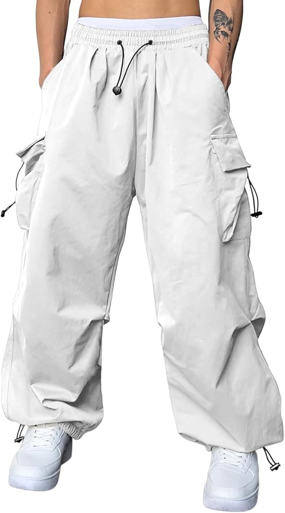JMIERR Men's Baggy Cargo Pants Trendy Casual Parachute Pant Loose Fit Harem Joggers with Pockets ... | Amazon (US)
