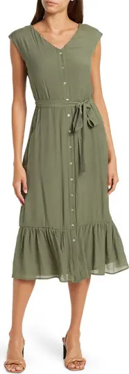 NANETTE NANETTE FOOTWR Belted Button Front Midi Dress | Nordstromrack | Nordstrom Rack