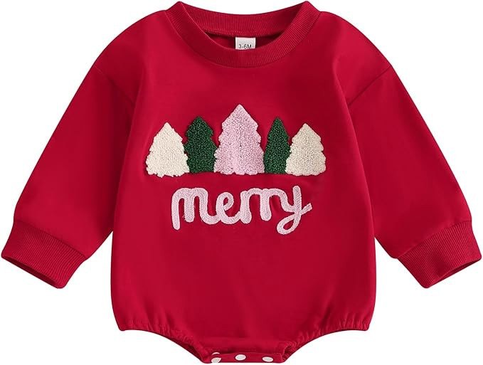 MoZiKQin Baby Christmas Outfit Girl Boy Crewneck Sweatshirt Bubble Romper Sweater Jumpsuit Cute F... | Amazon (US)