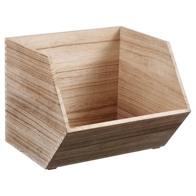 Click for more info about Stackable Wood Toy Storage Bin Natural - Pillowfort™