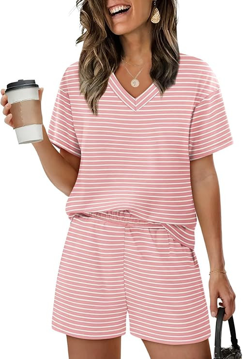 XIEERDUO Lounge Sets for Women Shorts Lightweight Summer Pajamas Set Sleepwear 2 Piece Sets Airpo... | Amazon (US)