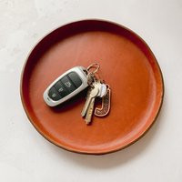 Tan Round Leather Tray, Handmade, Perfect For Storage Of Small Items in The Hallway Or Bedroom | Etsy (US)