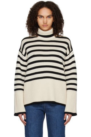 Totême - Off-White & Black Stripe Turtleneck | SSENSE