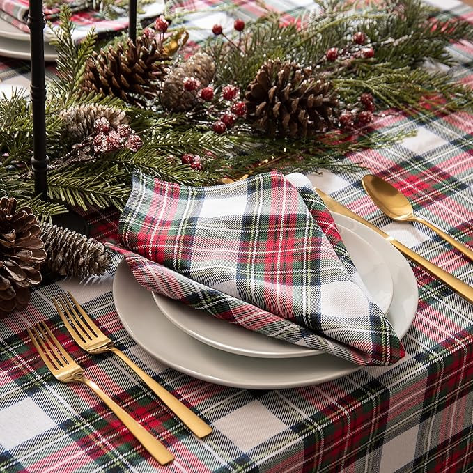 Elrene Home Fashions Christmas Classic Holiday Plaid Cotton Napkins, Holiday Table Decor, 17" x 1... | Amazon (US)