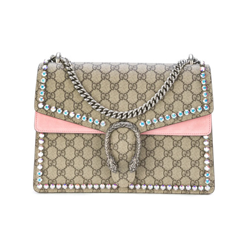 Gucci GG Supreme Dionysus studded shoulder bag - Nude & Neutrals | Farfetch EU