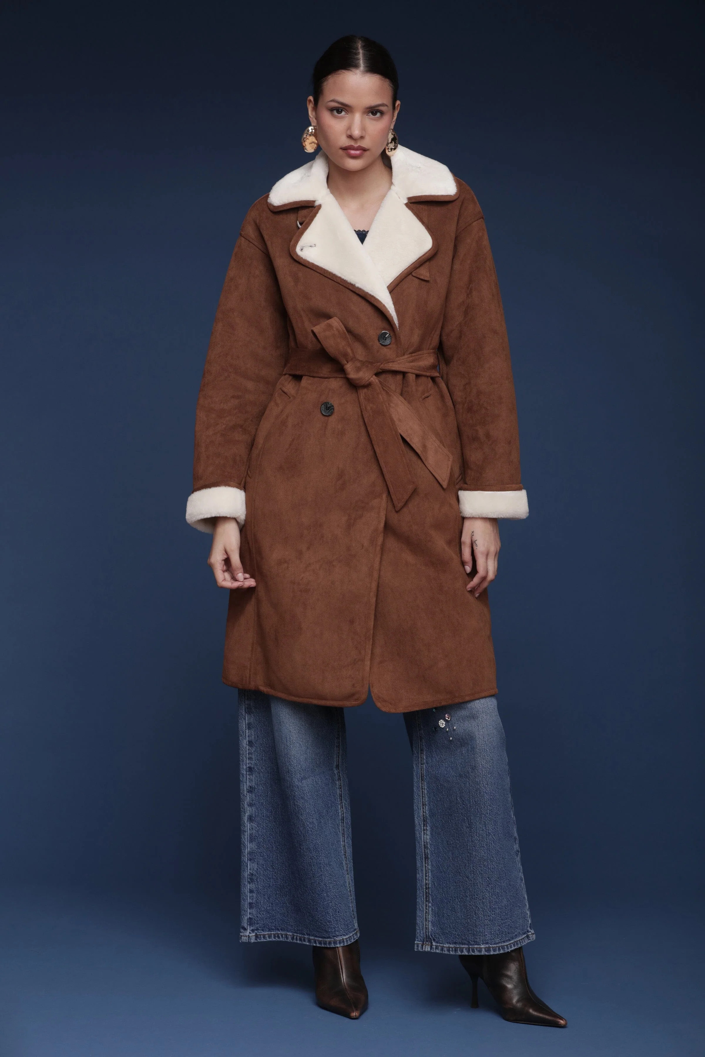 Belted Faux Shearling Coat | Avec Les Filles