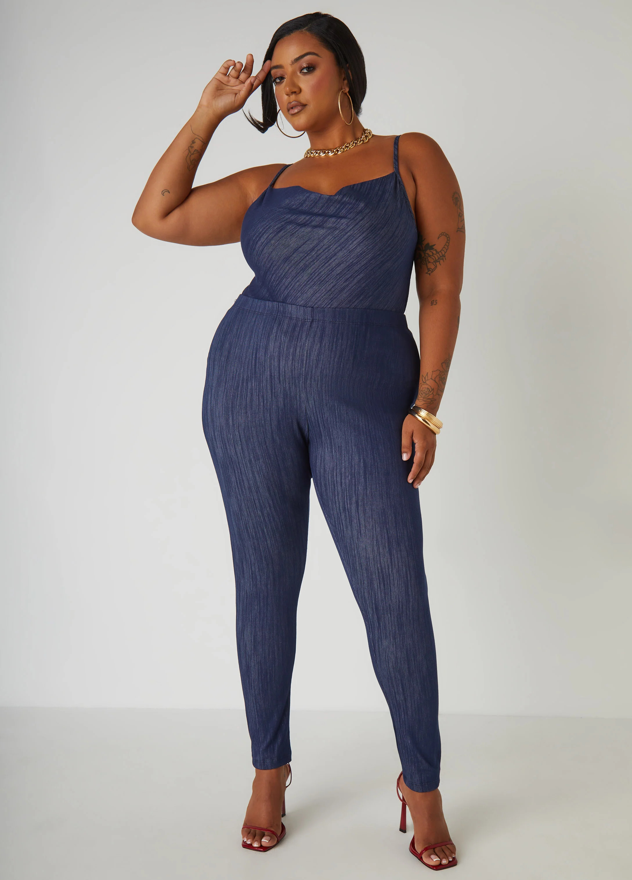 Textured Denim Leggings | Ashley Stewart