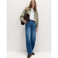 M&S Mid Rise Barrel Jeans Medium Indigo | Marks & Spencer (UK)
