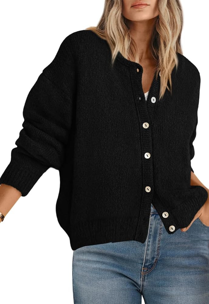 PRETTYGARDEN Long Sleeve Crewneck Button Down Womens Sweaters Fall Open Front Chunky Cardigan Swe... | Amazon (US)
