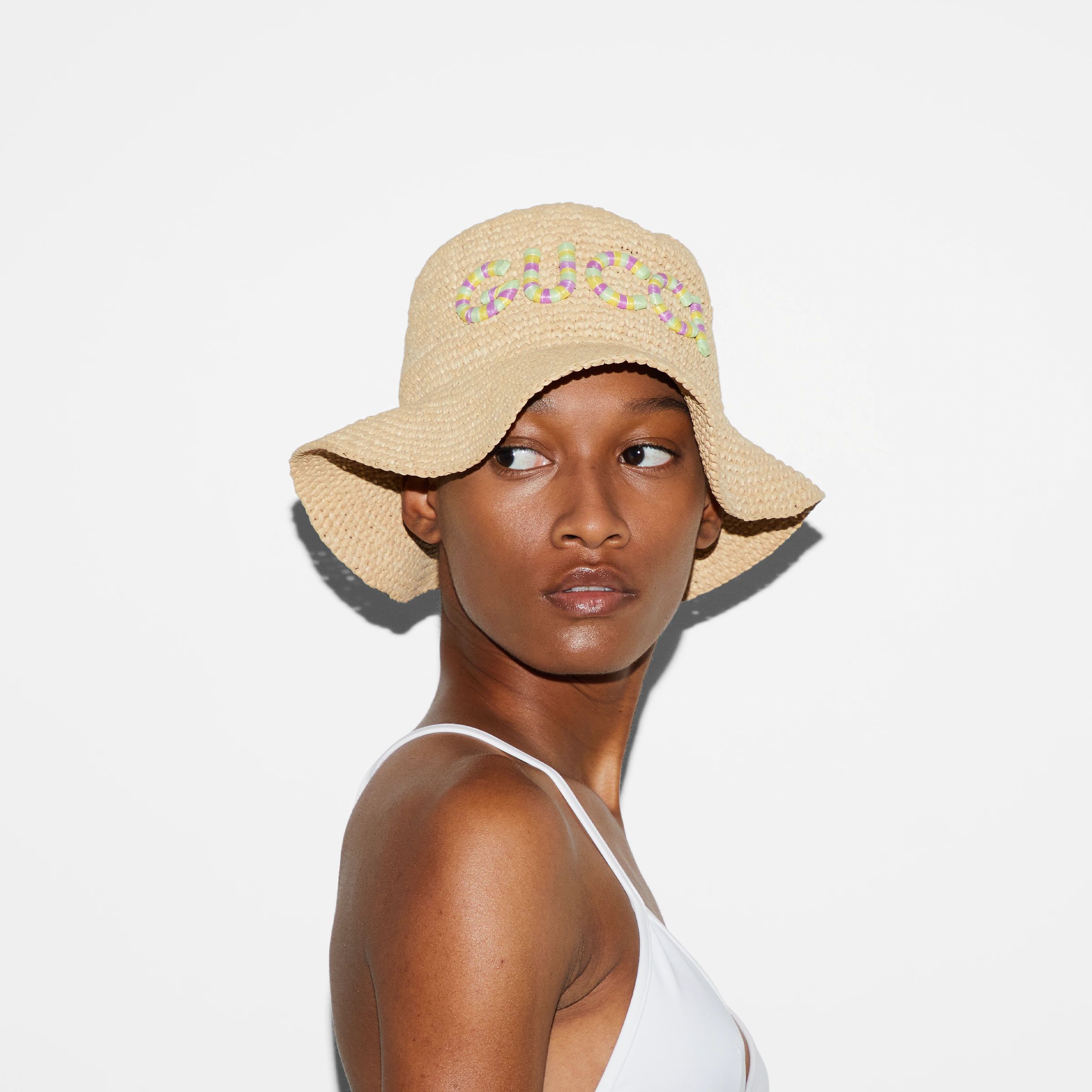 Straw hat with Gucci patch | Gucci (US)