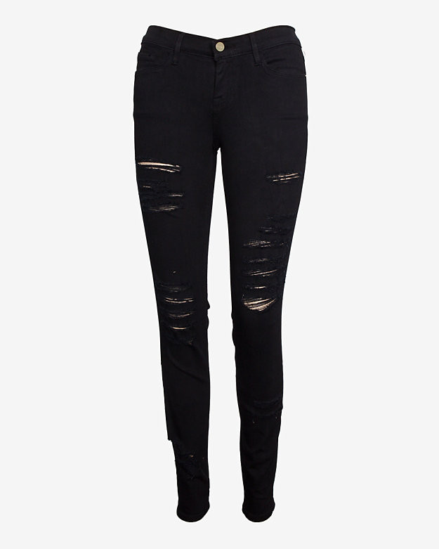 FRAME Le Rip Skinny: Noir | Intermix