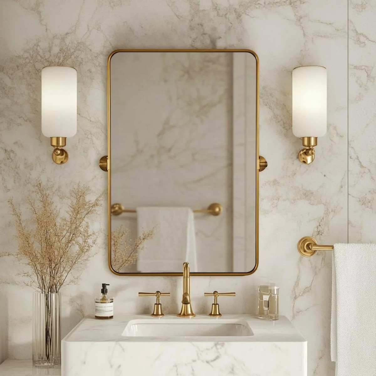 Ebern Designs Modern Metal Tube Framed Rectangle Pivot Mirror Adjustable Tilting Bathroom Mirror ... | Wayfair North America