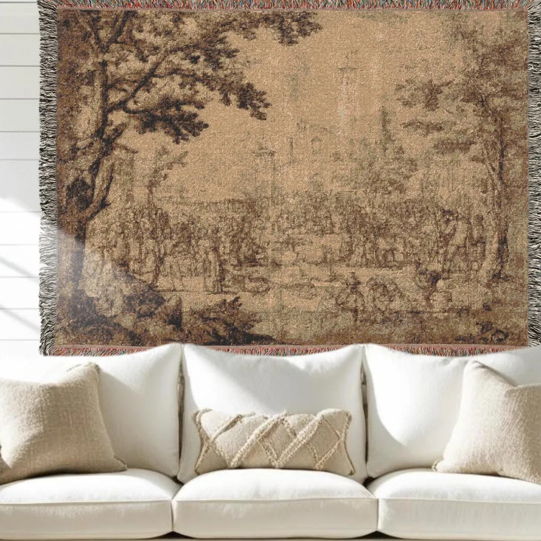 Vintage Neutral French Woven Tapestry Blanket - Modern Farmhouse Cottage Woven Blanket Home Decor... | Etsy (US)