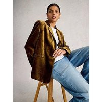 White Stuff Evelyn Velvet Blazer - Green | Very (UK)