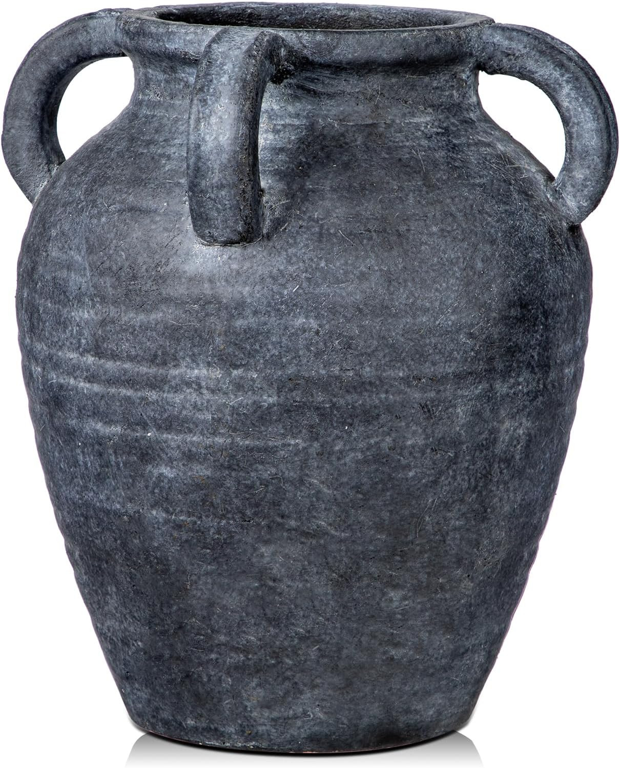 Handmade Flower Vase, 9.8" Tall Terracotta Vase, Vintage Ceramic vase, Rustic Antique Decor with ... | Amazon (US)