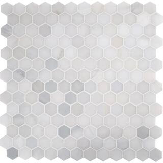 MSI Greecian White 2 in. Hexagon 12 in. x 11.75 in. x 10 mm Polished Marble Mosaic Tile (0.98 sq.... | The Home Depot