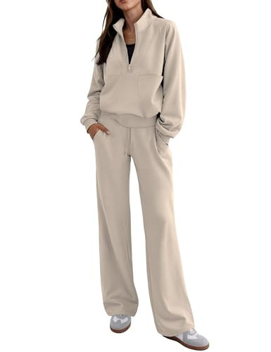 SHESHOW Women's 2 Piece Outfits Lounge Matching Set Sweatsuits Women 2 Piece Outfit 2025 Fashion Tracksuit Beige S | Amazon (US)