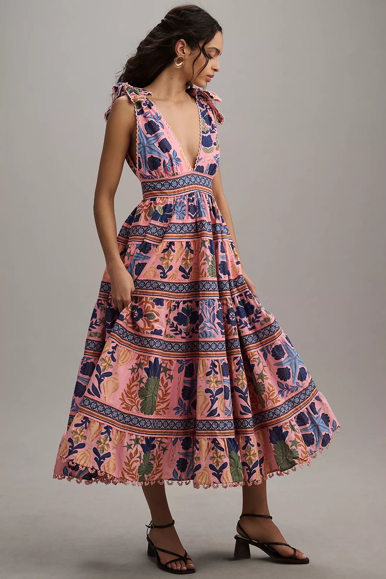 Farm Rio Seashell Tapestry Sleeveless Midi Dress | Anthropologie (US)