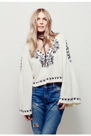 Free People Womens High Times Embroidered Top | Free People