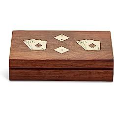 Two's Company 53577 Wood Crafted Playing Card and Dice Game Set, 7-inch Length | Amazon (US)