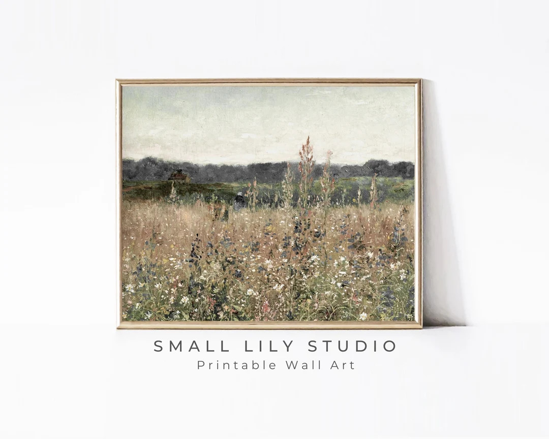 PRINTABLE Summer Wildflower Field Print, Vintage Painting Spring Meadow Printable Wall Art, Rusti... | Etsy (US)