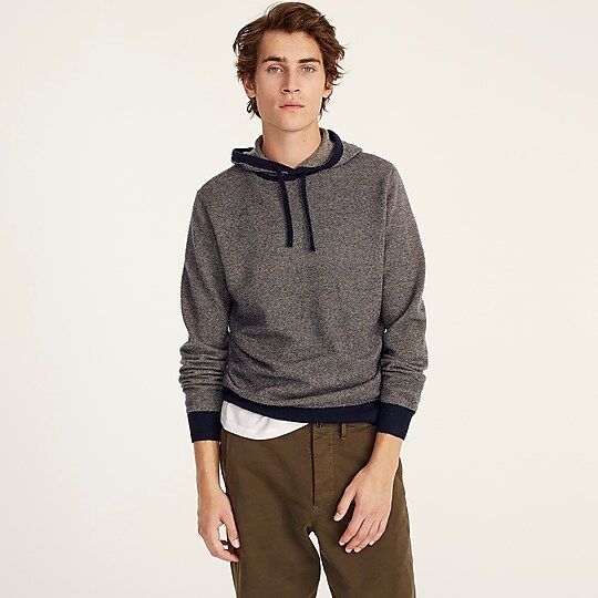 Tipped cashmere hoodie in bird's eye | J.Crew US