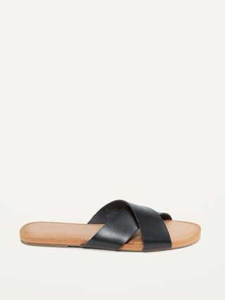 Criss-Cross Faux-Leather Sandals for Women | Old Navy (US)