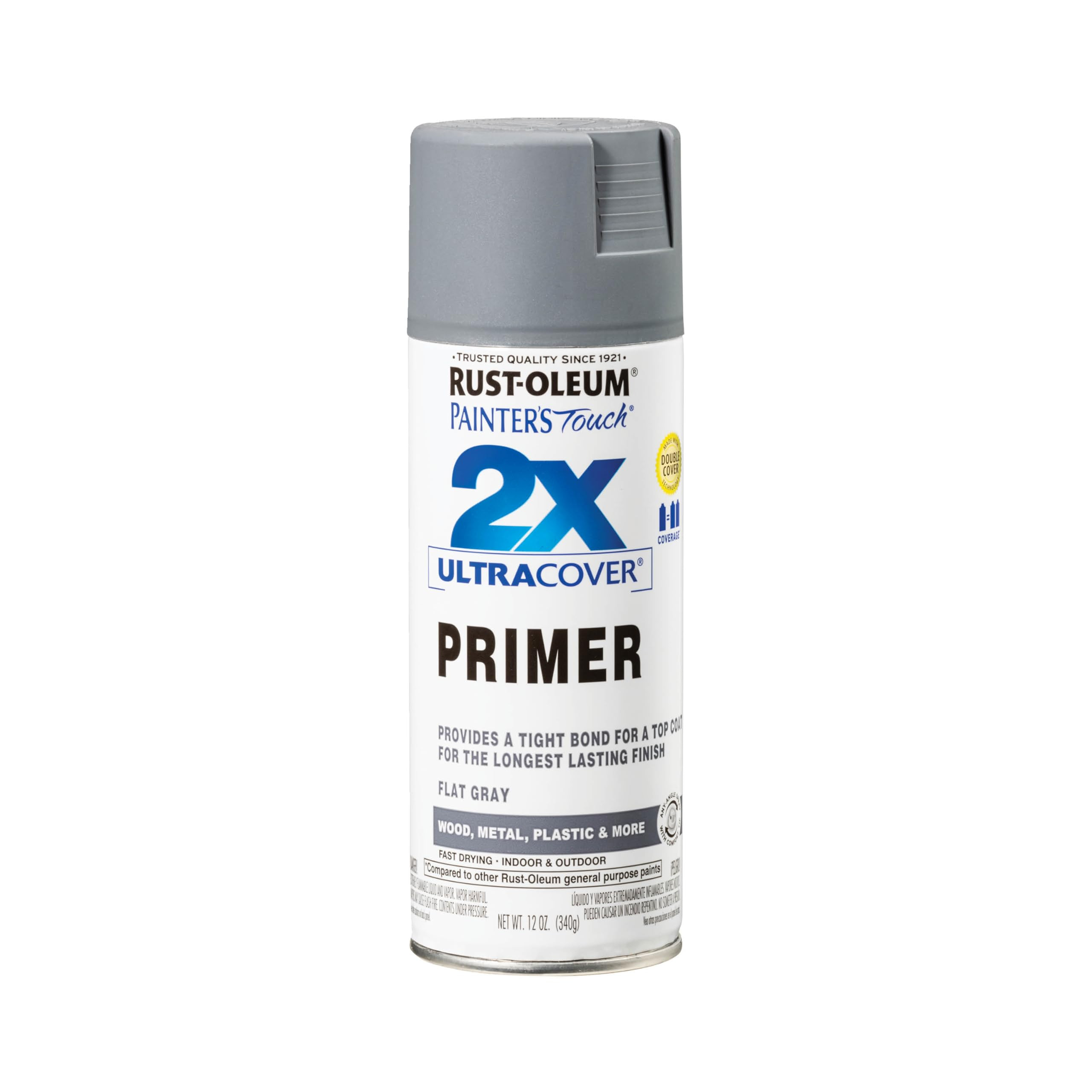 Rust-Oleum 334017 Painter's Touch 2X Ultra Cover Spray Primer, 12 oz, Flat Gray, (Pack of 1) | Amazon (US)