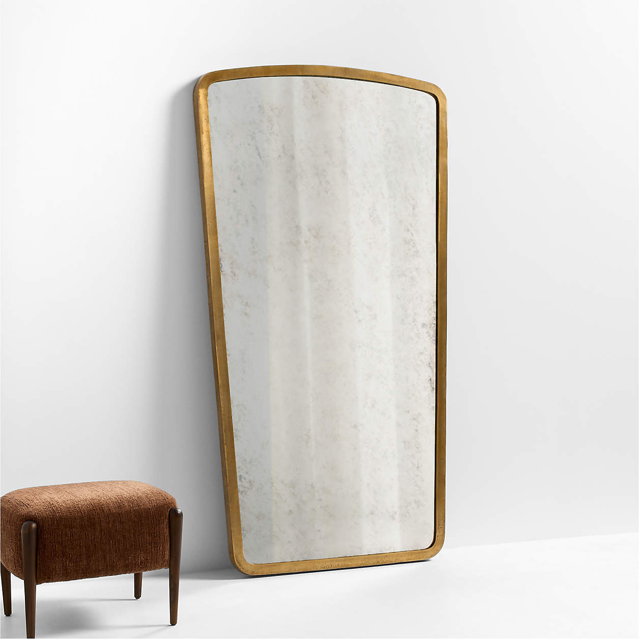 Harrington Brass Patina Metal Floor Mirror 75"x40" | Crate & Barrel | Crate & Barrel