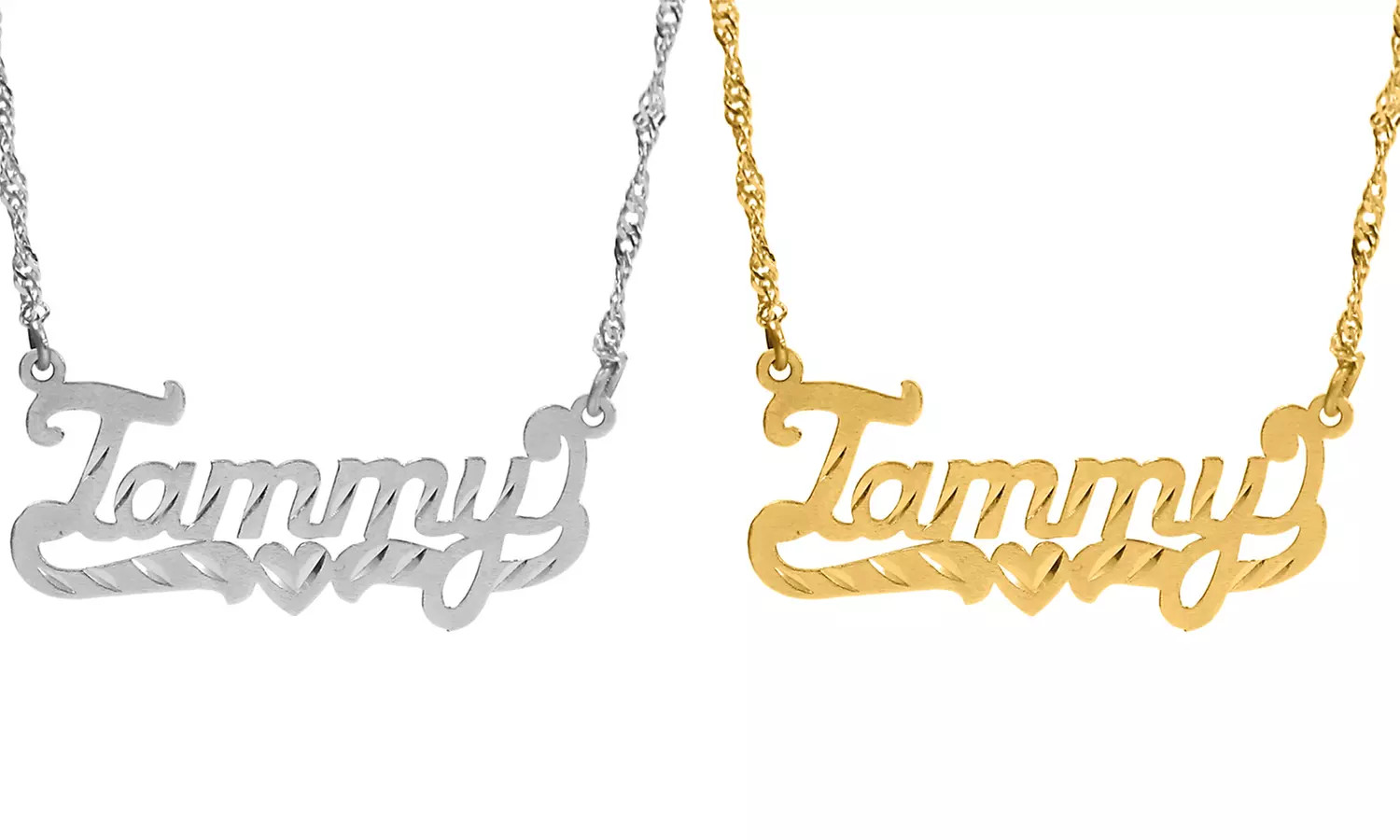 Diamond Cut Custom Name Necklace | Groupon North America
