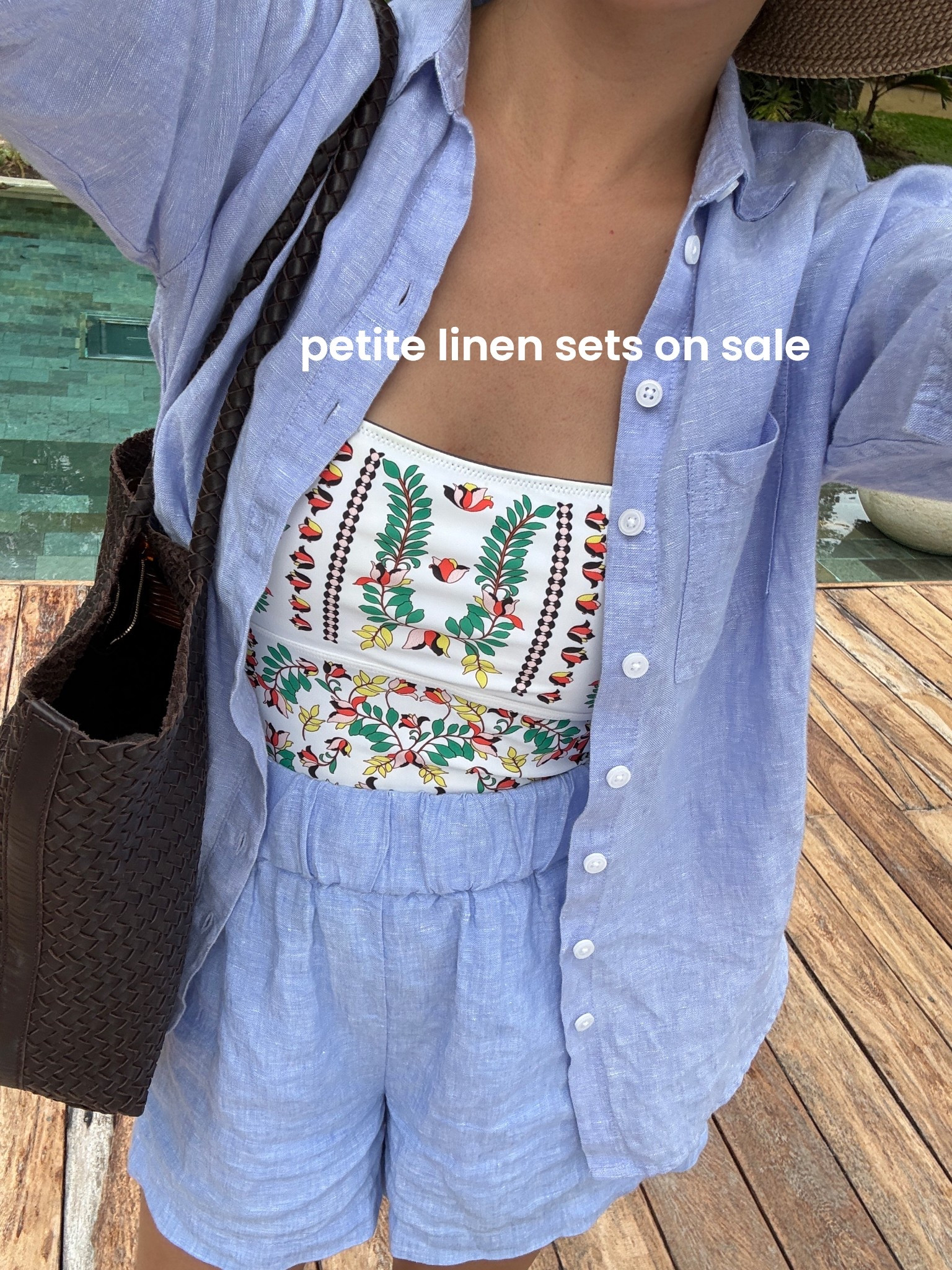 On rare sale: my linen shirt set and roomy magnetic straw clutch 

• Jcrew linen button down shirt 00 petite, tts (go a size up if you want a more oversized fit and account for shrinkage. petite sleeves run pretty short) 
• matching shorts in XXS 

• Xs swimsuit is a little big on me but TTS (I’m usually XXS in most brands)

Best quality reversible swimsuits in lots of colors  - soft, good coverage front and back, lightly padded, and actually comfortable for all day wear and swimming with kids!

#LTKPetite #LTKSaleAlert #LTKSwim