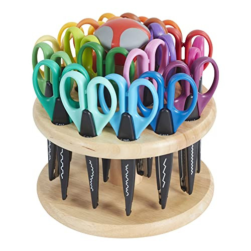 ECR4Kids Kraft Edgers with Rotating Hardwood Rack, Decorative Scissors, Assorted, 18-Piece | Amazon (US)