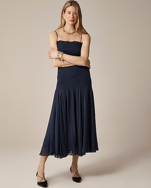 Collection smocked chiffon dress | J. Crew US