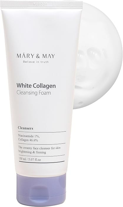 Mary&May White Collagen Cleansing Foam | Collagen & Niacinamide | Firming Cleanser for Smooth, Ra... | Amazon (US)